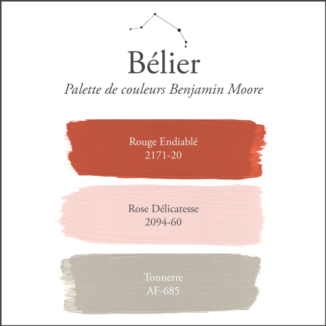 La palette de couleurs du Bélier sur un fond blanc.