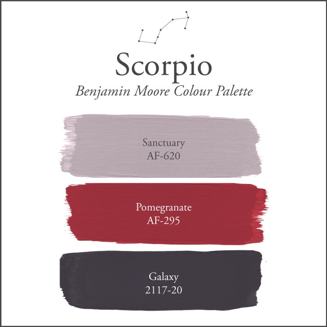A white background with the Scorpio paint colour palette.