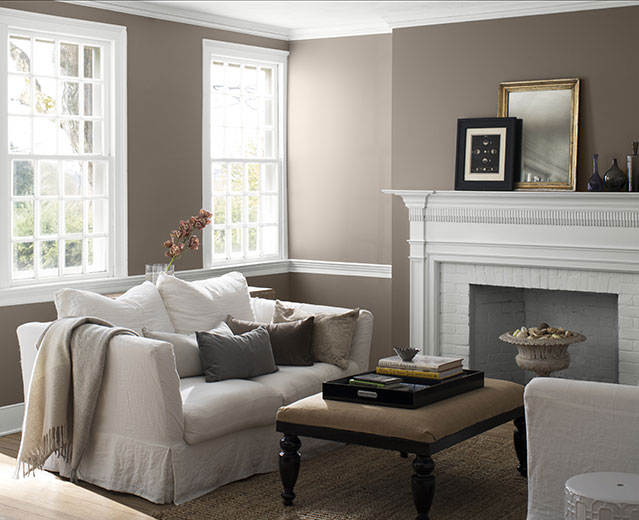 A living room painted in warm Stardust 2109-40 to show the impact of warm paint colours.