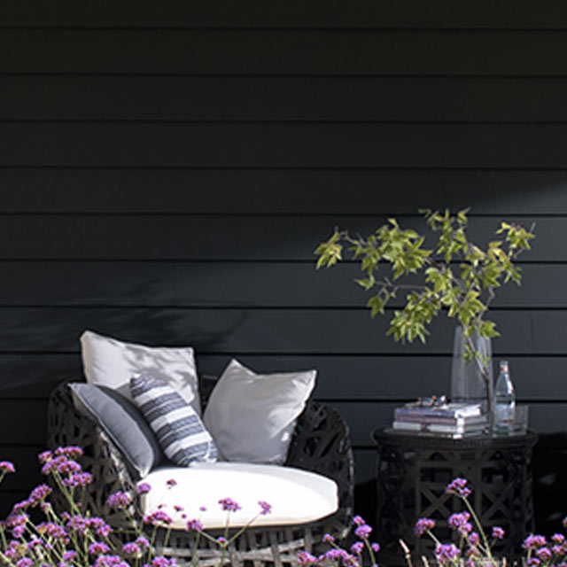 House exterior siding painted in Black Satin 2131-10 Regal® Select Paint colour.