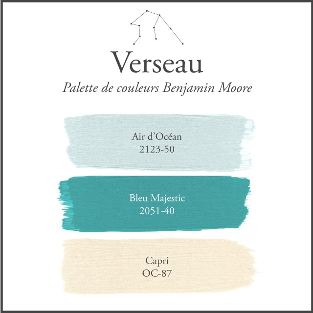 La palette de couleurs du Verseau sur un fond blanc.